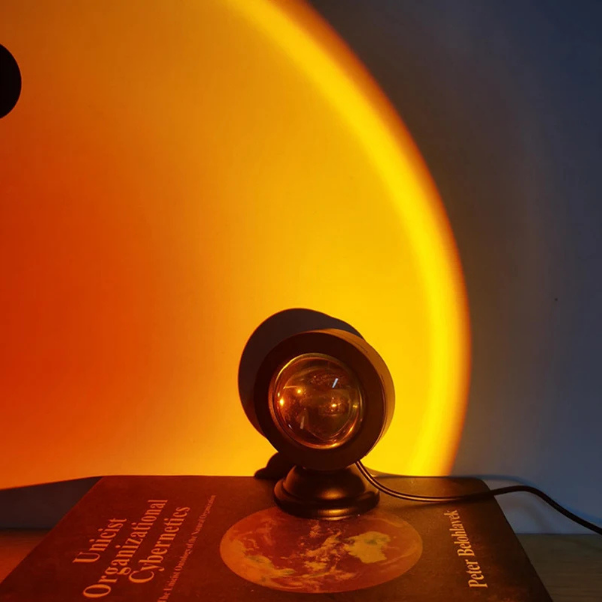 Sunset projection lamp in a modern living room