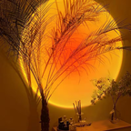 Sunset projection lamp creating a warm red glow