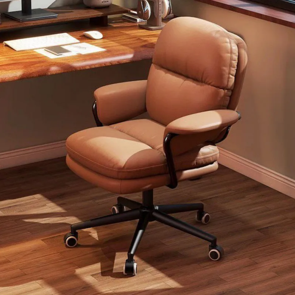Angled view of contemporary swivel desk chair