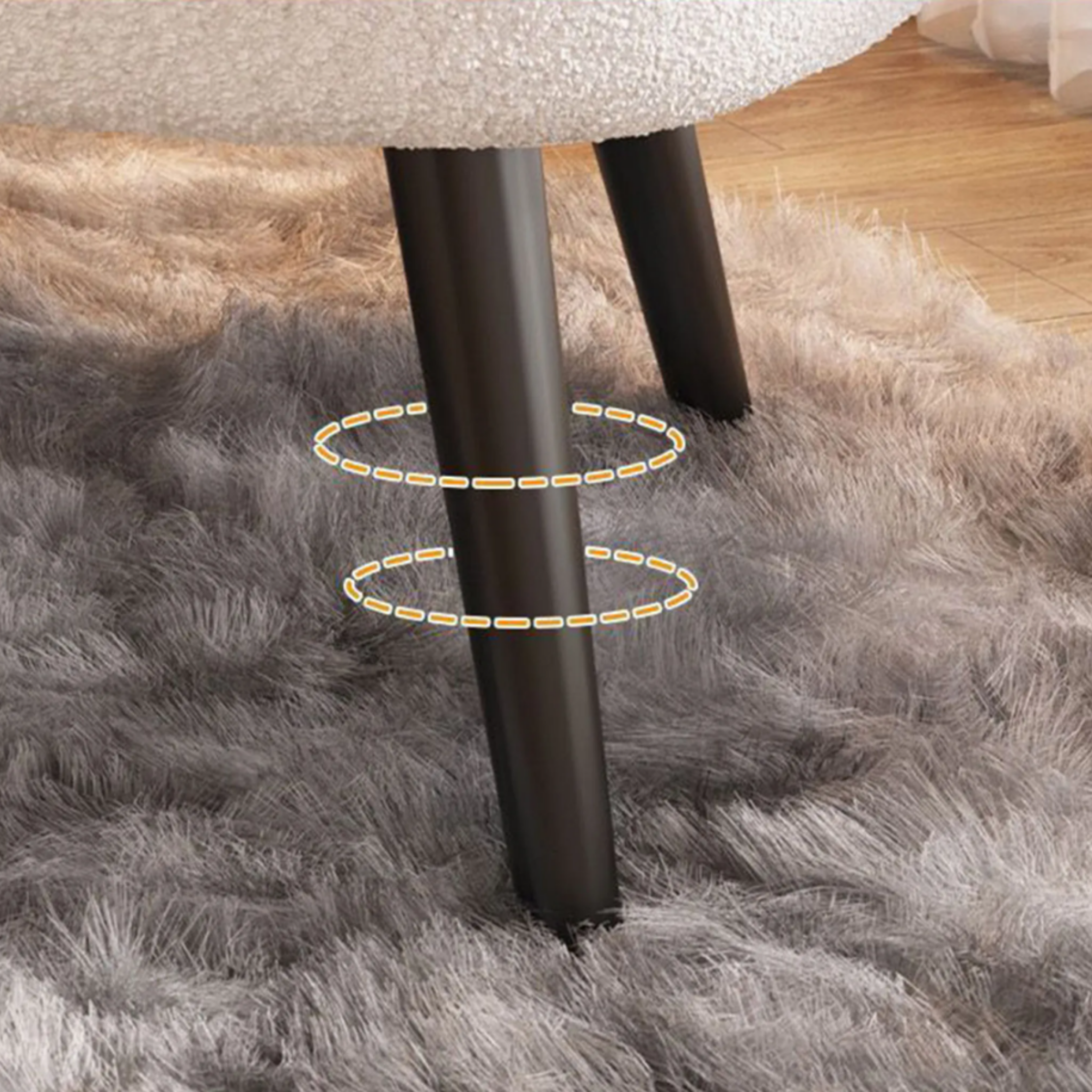 Metal legs and carbon steel frame of teddy accent chair