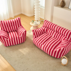 Angled view of the teddy fleece lazy sofa