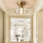 Tiffany glass ceiling light in a dining room