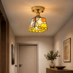 Tiffany glass ceiling light in an entryway