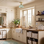 Tiffany glass ceiling light in a kitchen