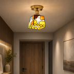 Tiffany glass ceiling light in modern interior