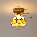 Tiffany glass flush mount ceiling light with copper finish style A