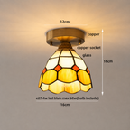 Tiffany glass flush mount ceiling light with copper finish style A