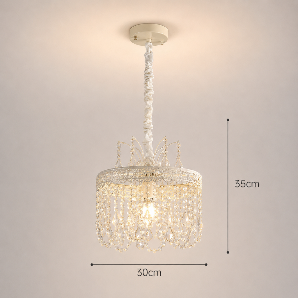 Dimensions of the 30 cm traditional French vintage crystal pendant ceiling light