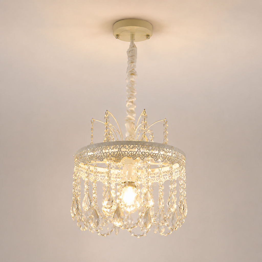 Traditional French vintage crystal pendant ceiling light 30 cm