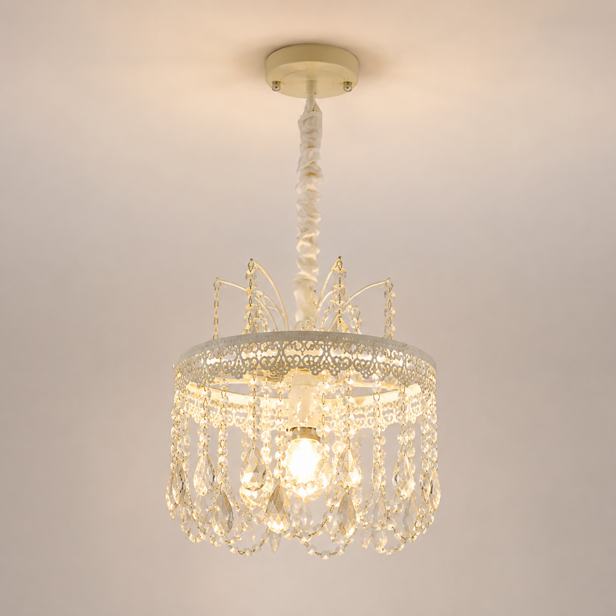 Traditional French vintage crystal pendant ceiling light 30 cm