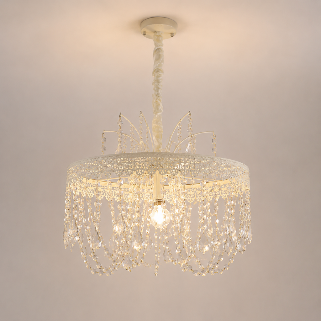 Traditional French vintage crystal pendant ceiling light 40 cm