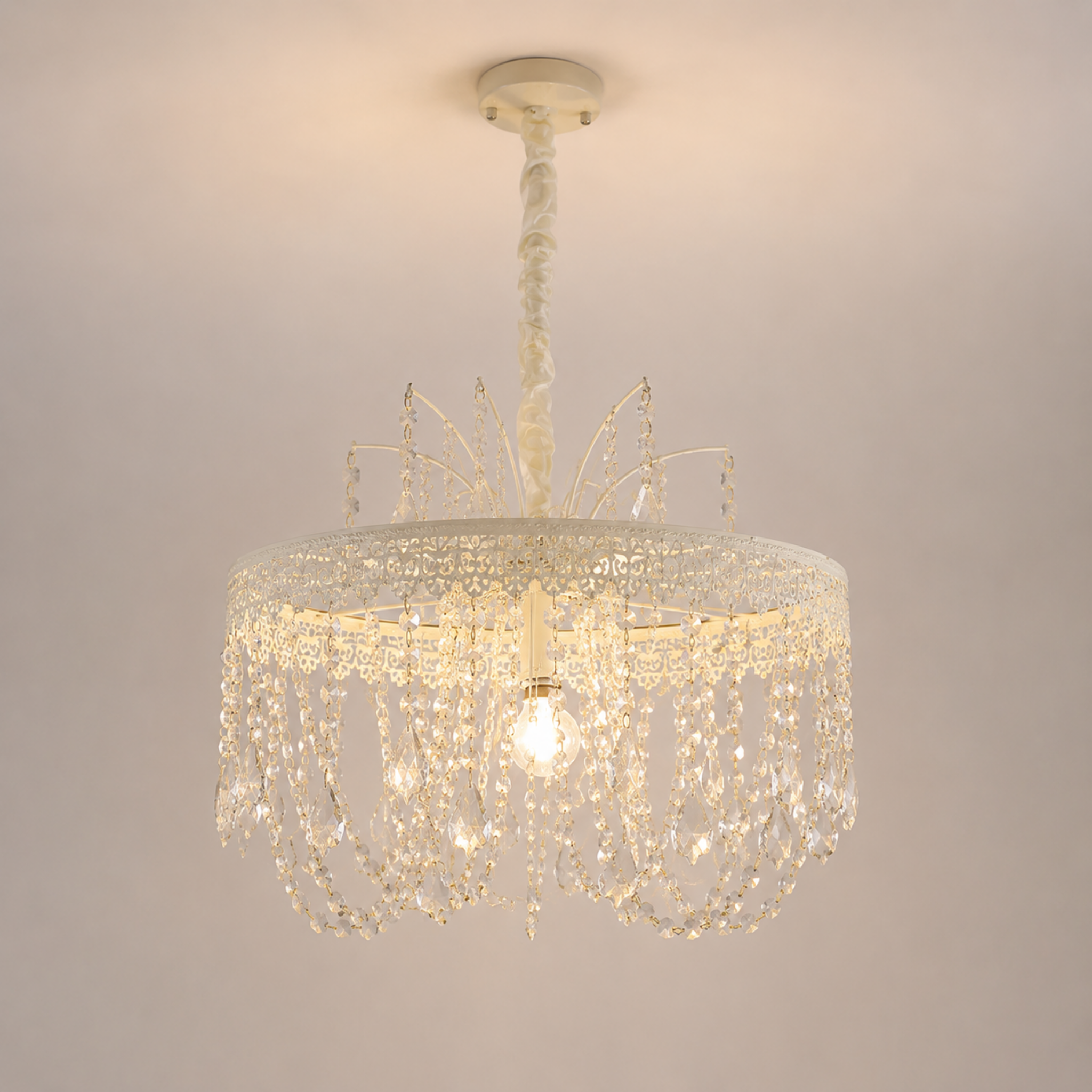 Traditional French vintage crystal pendant ceiling light 40 cm