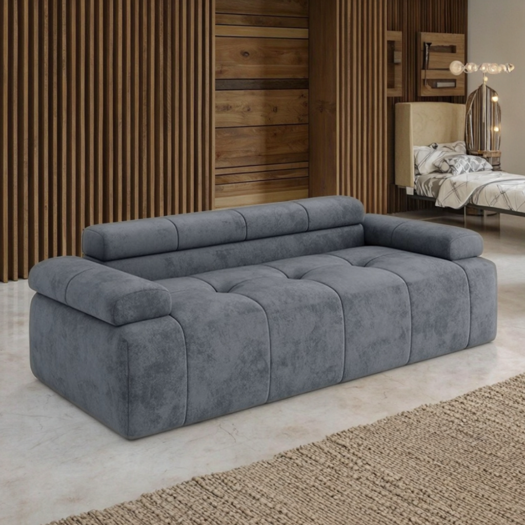 Velvet modular sofa in contemporary home decor
