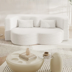 Velvet sofa bed in small apartment