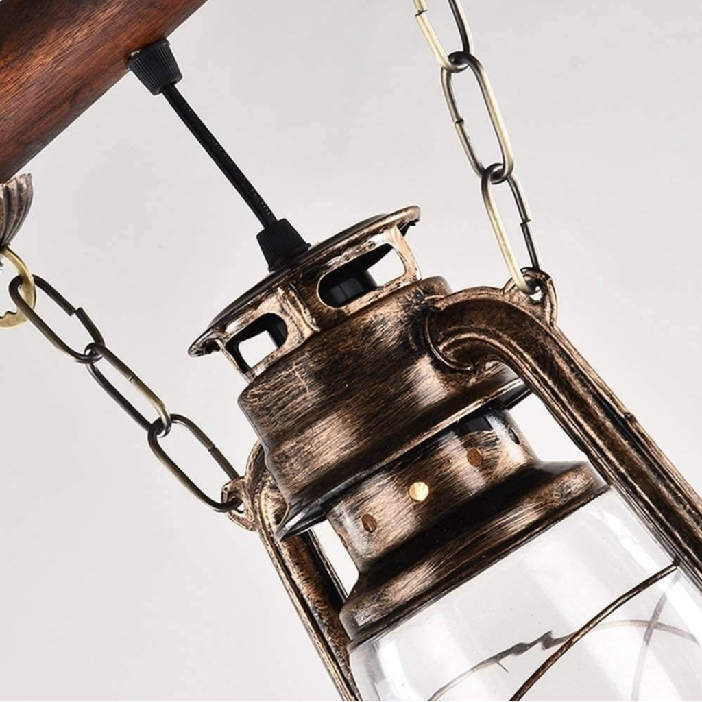 Vintage glass lampshade detail on pendant light