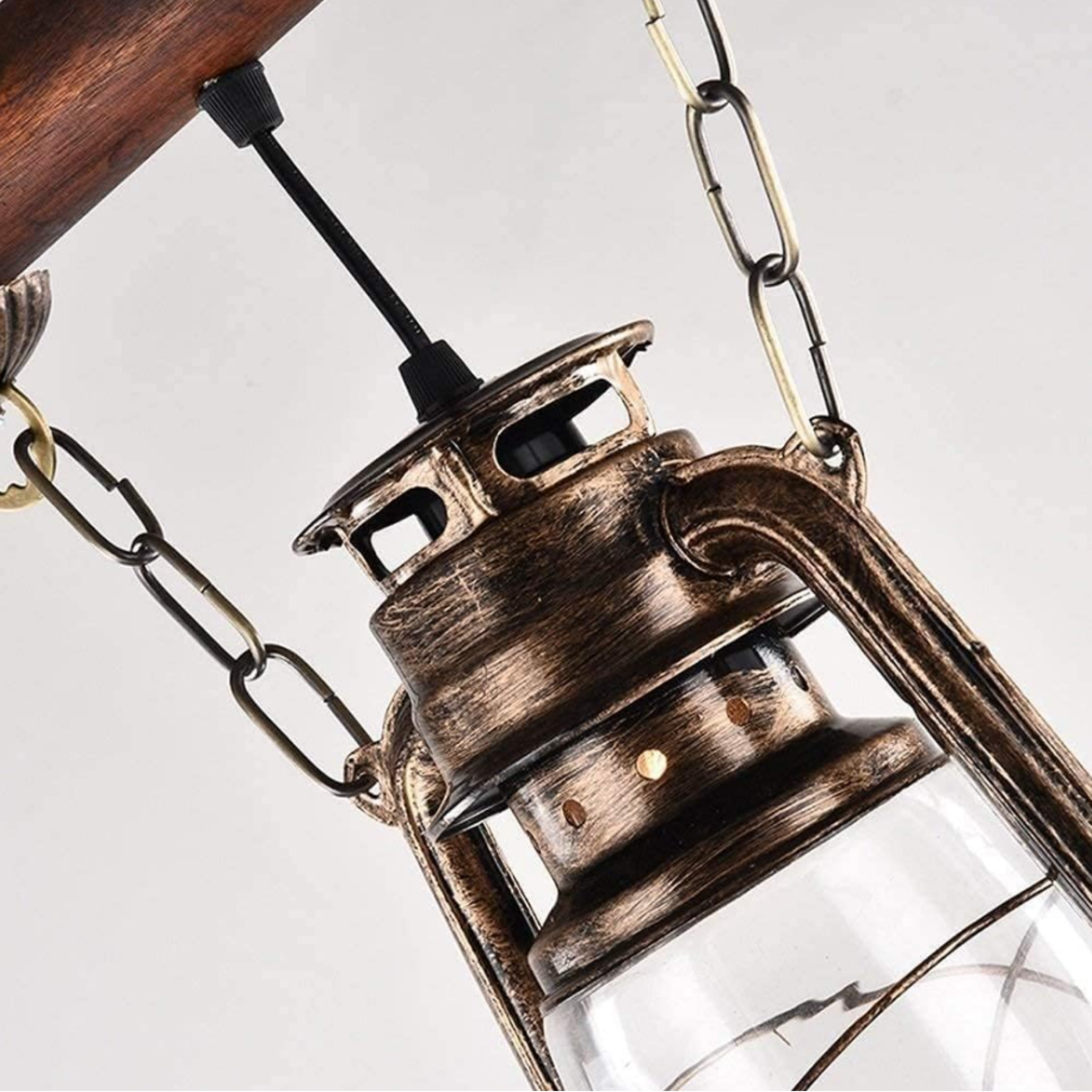Vintage glass lampshade detail on pendant light