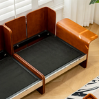 Removable cushions of the vintage green modular sofa