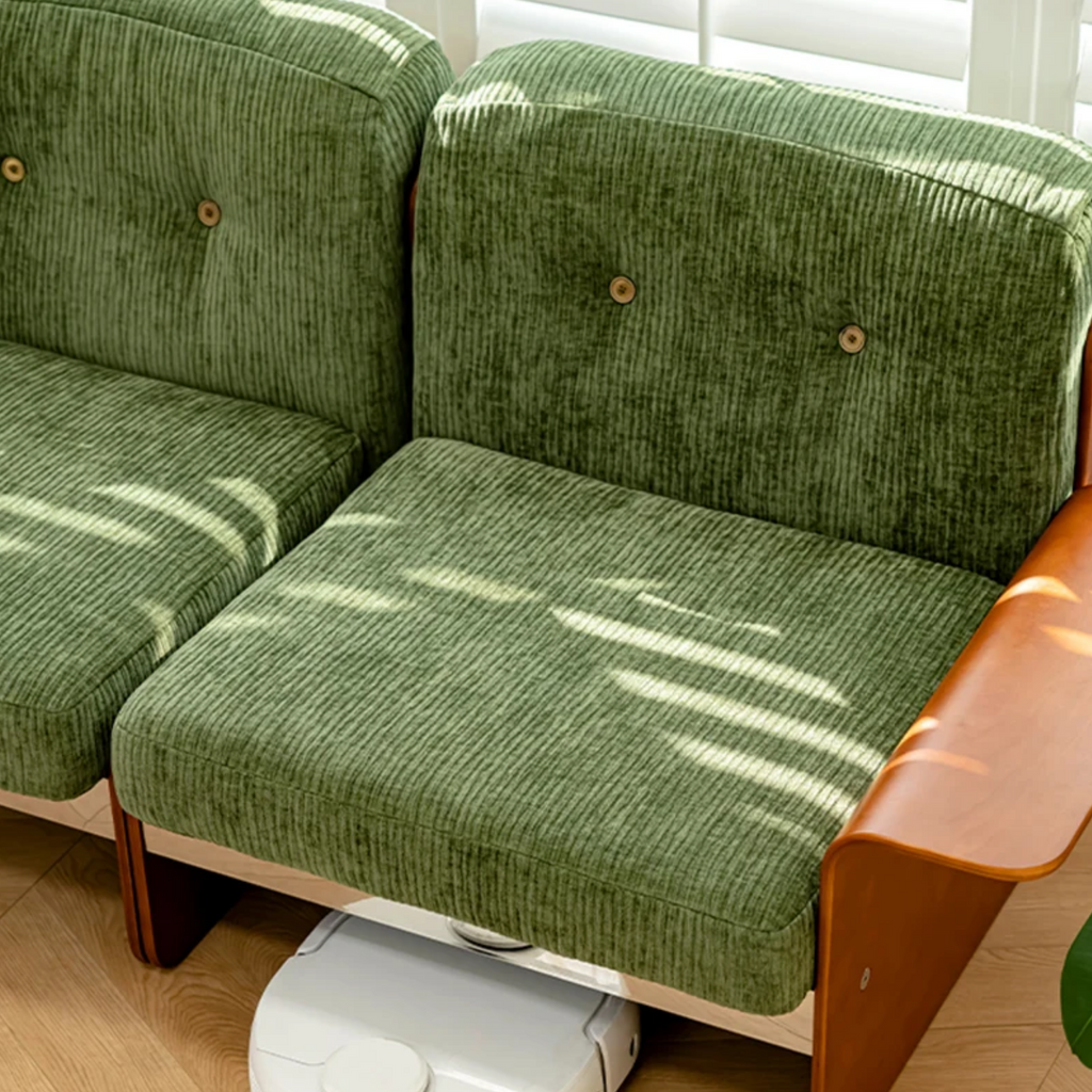 Fabric material of the vintage green sofa