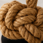 Close-up of the decorative hemp rope knot