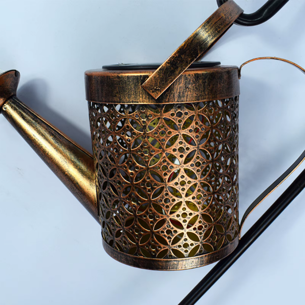 Close-up of the vintage iron kettle design