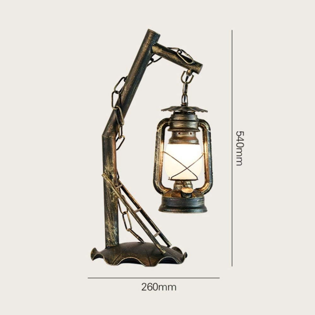 Dimensions of the vintage kerosene-style table lamp