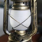 Close-up of the glass shade on the vintage table lamp