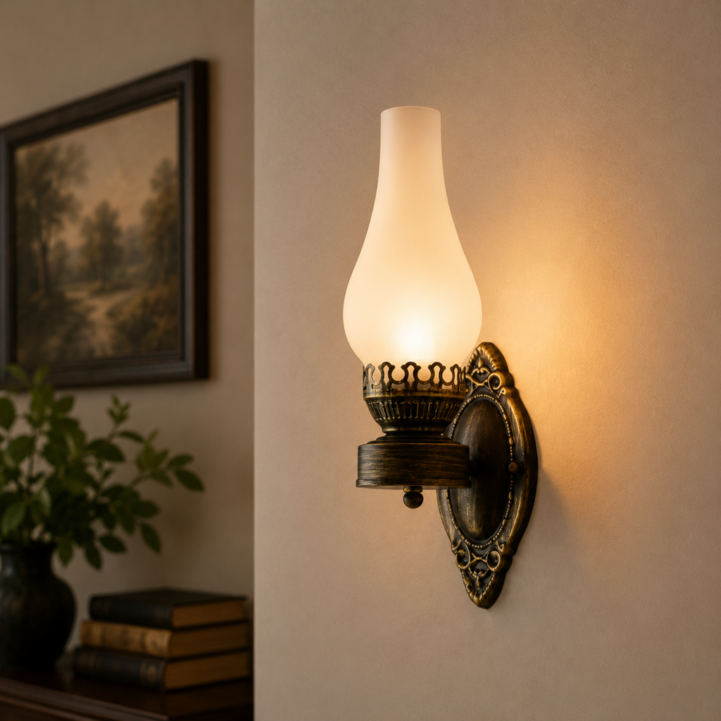 Vintage kerosene-style wall lamp