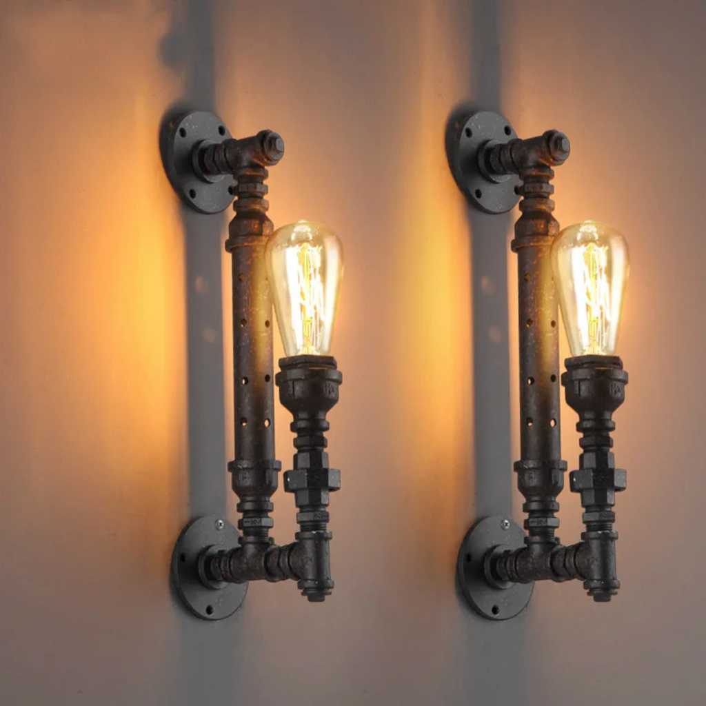 Vintage metal pipe wall light