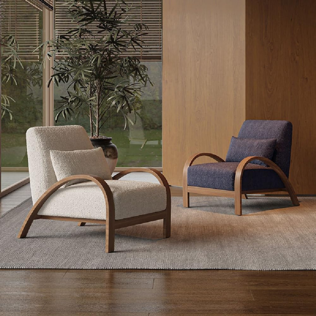 Sherpa bedroom accent chair with comfortable backrest