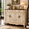 Solid wood shoe cabinet with organized storage compartments for entryway, hallway, or foyer use.