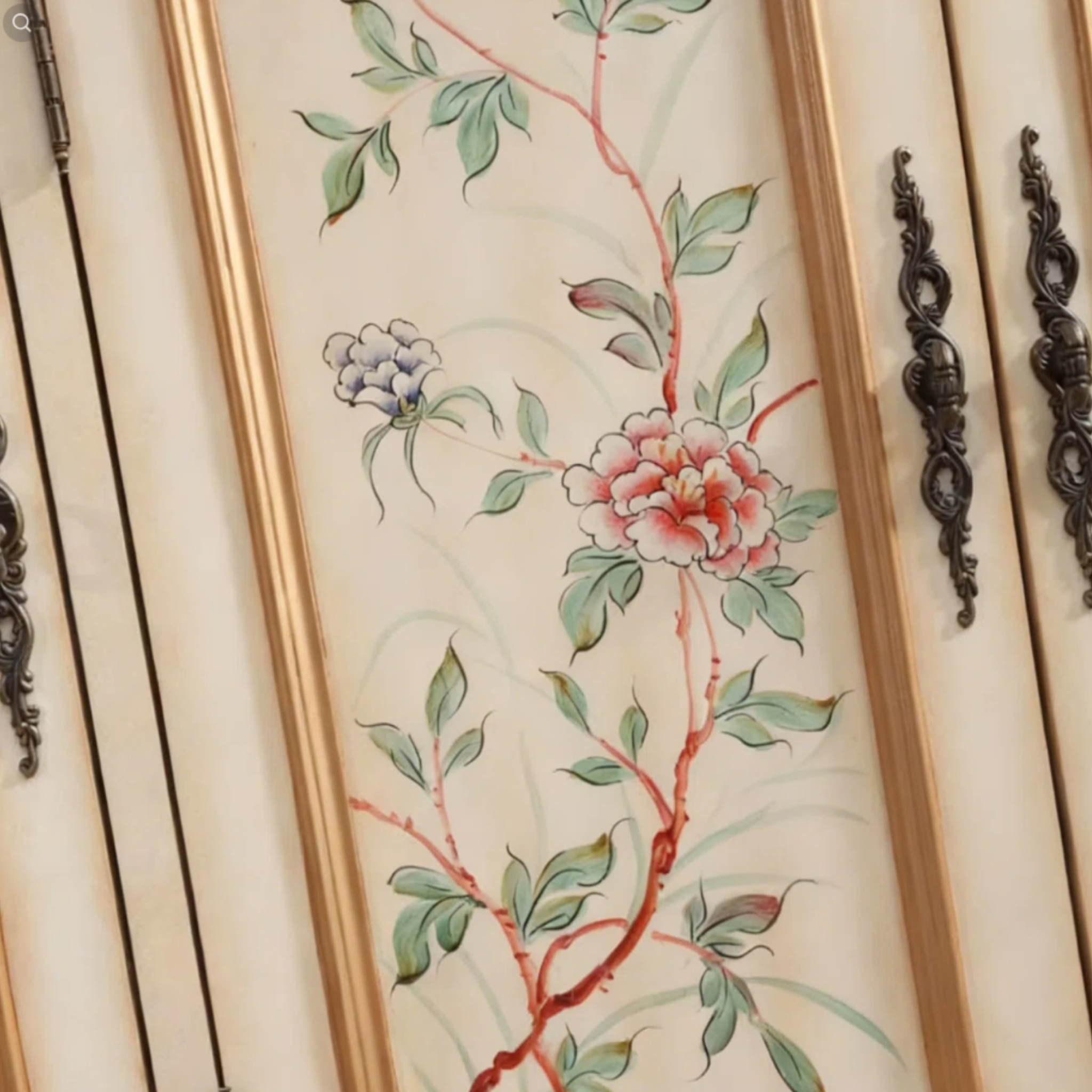 European style shoe storage cabinet details
