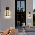 Waterproof LED wall light on an exterior wall
