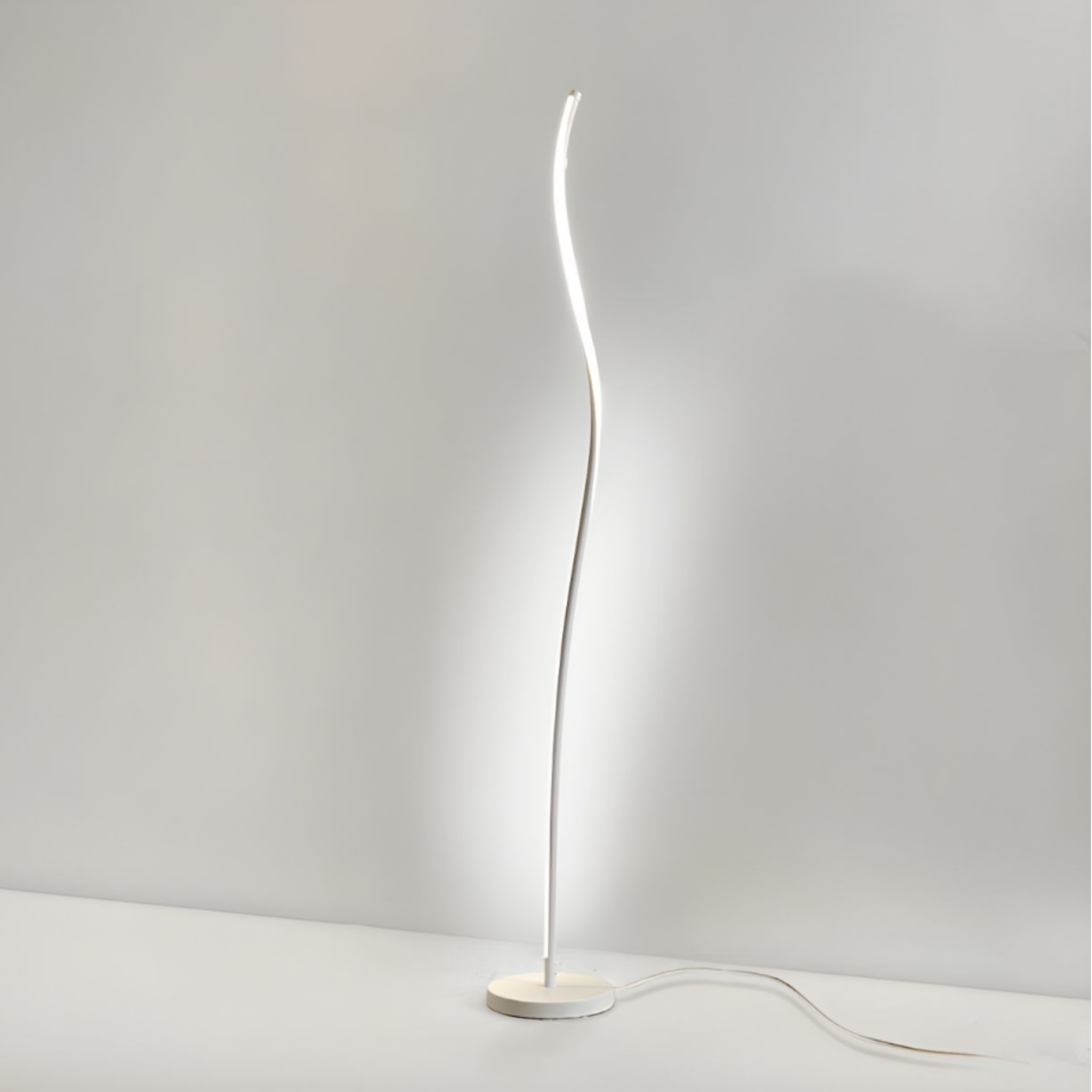 White aluminum curved LED floor lamp