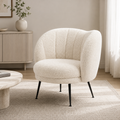 White modern sherpa accent chair with metal frame