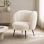 White modern sherpa accent chair with metal frame