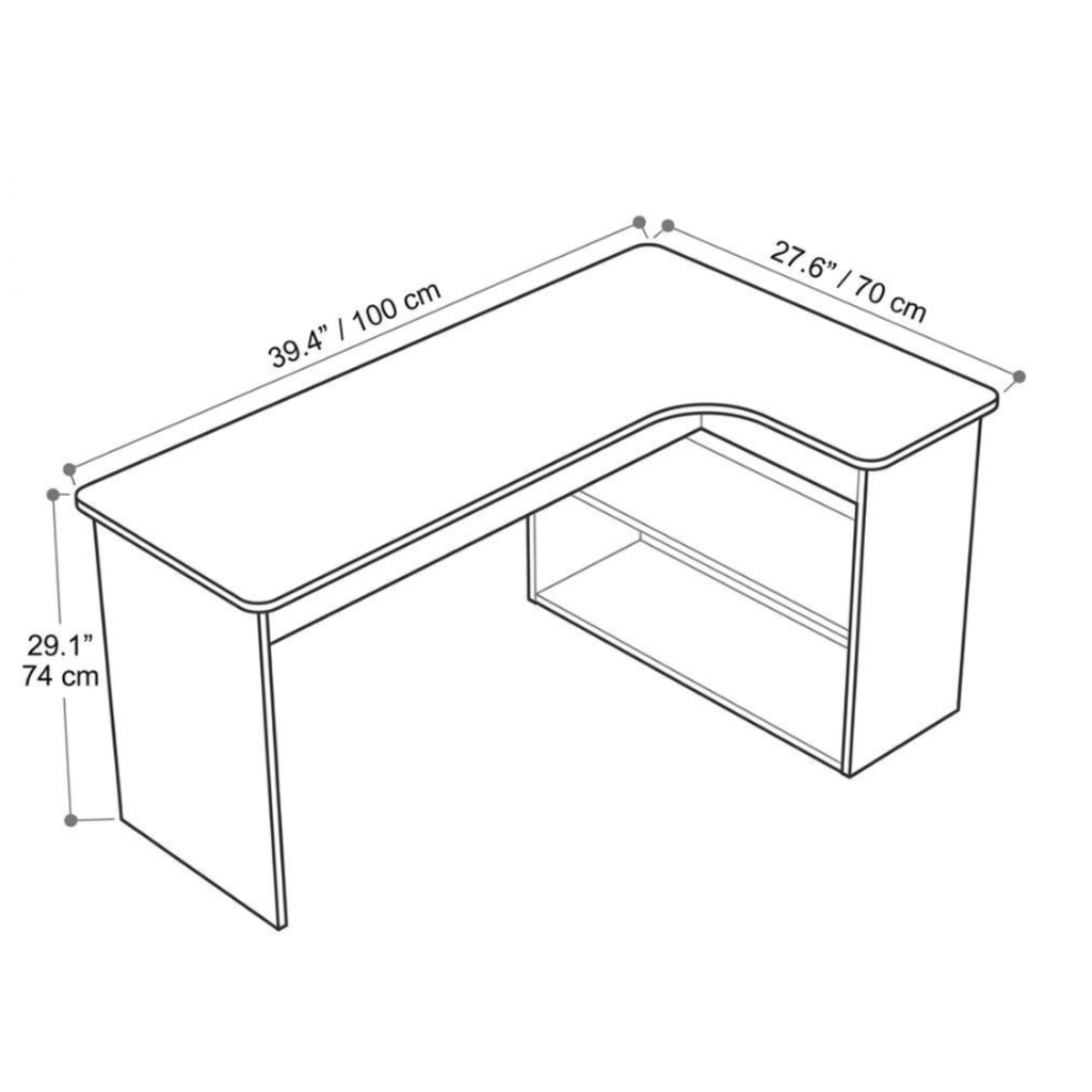100 cm contemporary white L-shaped desk