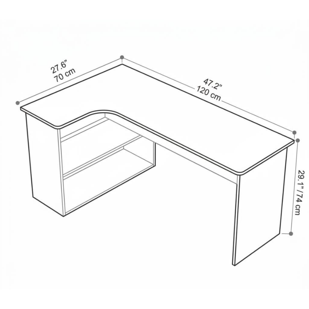120 cm contemporary white L-shaped desk