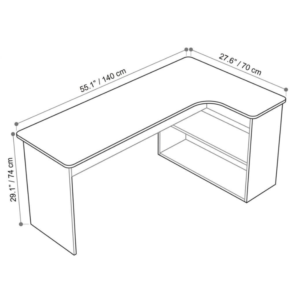 140 cm contemporary white L-shaped desk