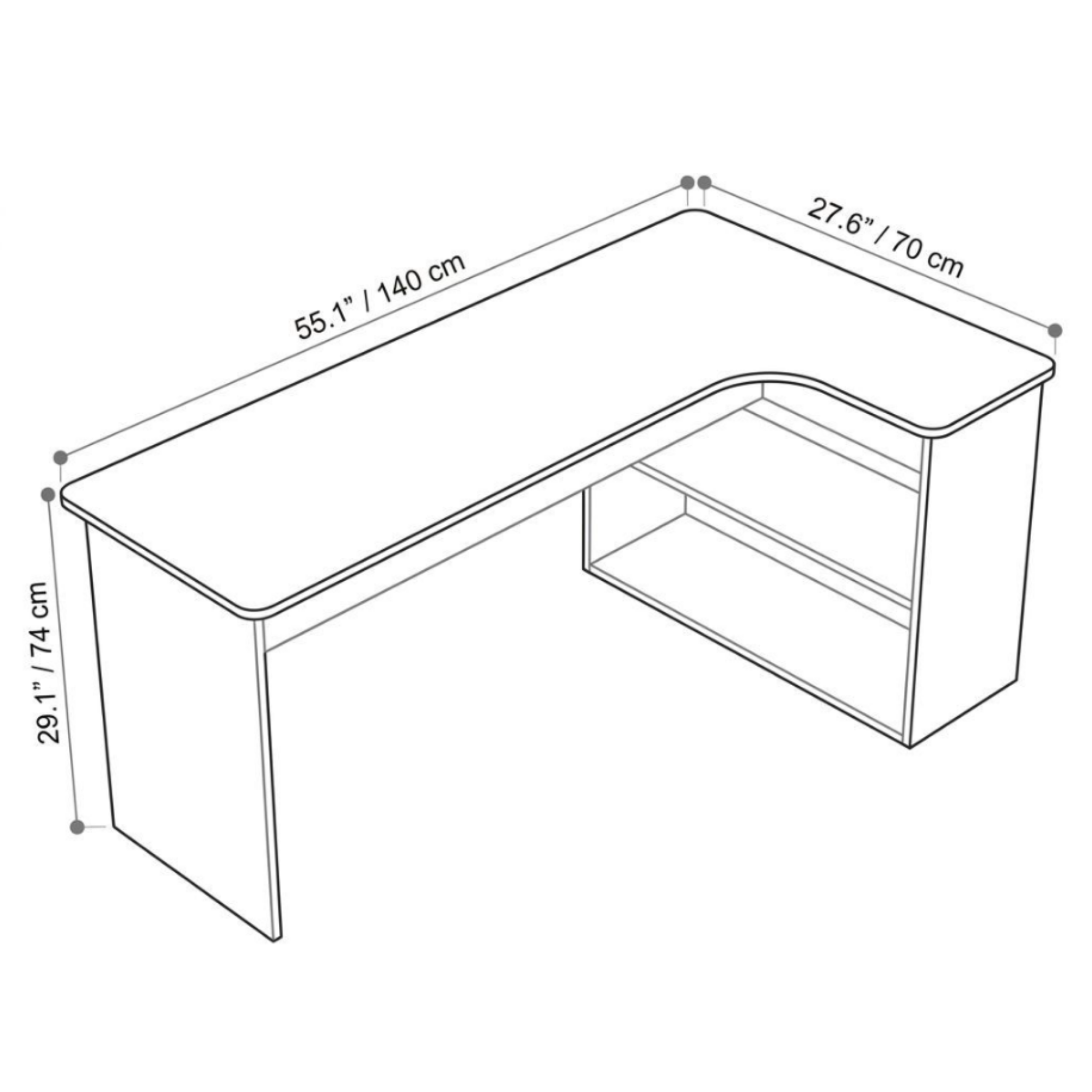 140 cm contemporary white L-shaped desk