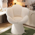 White teddy fleece petal vanity stool