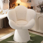 White teddy fleece petal vanity stool