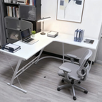 White and white modern L-shaped corner desk